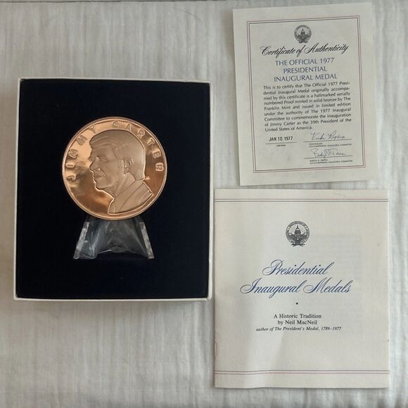 Franklin Mint Other - The Franklin Mint 1977 Bronze Jimmy Carter Inaugural Day Medallion USA 2 3/4”